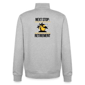 Ruhestand Senior Statement Abschied Freiheit - Unisex Organic Zip Sweatshirt von Stanley/Stella - Grau meliert - Hinten - AI Model Male 185 light (185cm)