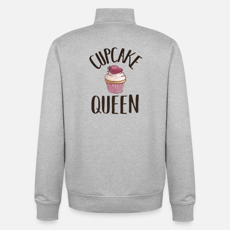 Cuisson de cupcakes Queen pour Baker - Sweat zippé unisexe en coton bio Stanley/Stella - gris chiné