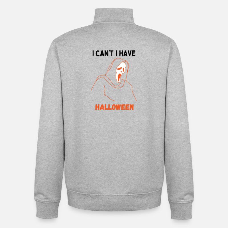 I Can't I Have Halloween - Sweat zippé unisexe en coton bio Stanley/Stella - gris chiné