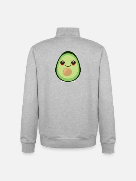 MIGNON FRUIT D’AVOCAT KAWAII - Sweat zippé unisexe en coton bio Stanley/Stella - gris chiné