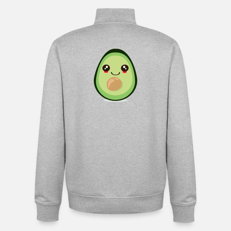 MIGNON FRUIT D’AVOCAT KAWAII - Sweat zippé unisexe en coton bio Stanley/Stella - gris chiné