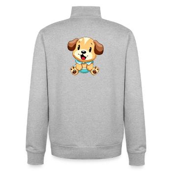 Adorable Puppy Cartoon Design - Unisex Organic Zip Sweatshirt by Stanley/Stella - heather grey - Back - AI Model Male 185 light (185cm)