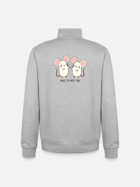 Mice to meet you Maus - Unisex Organic Zip Sweatshirt by Stanley/Stella - heather grey