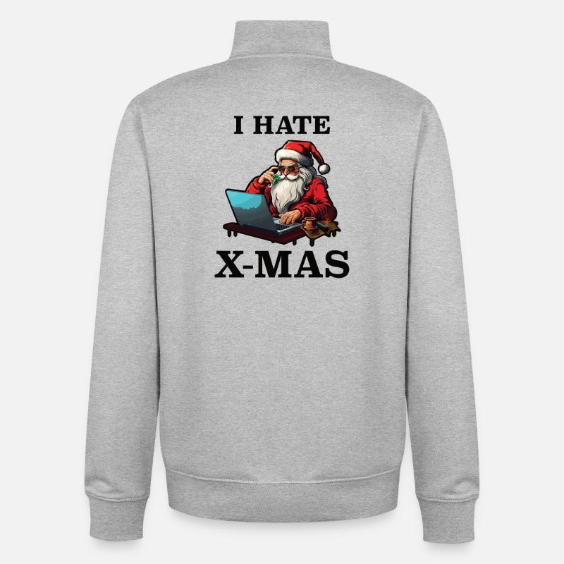 Le Père Noël déteste Noël - Sweat zippé unisexe en coton bio Stanley/Stella - gris chiné