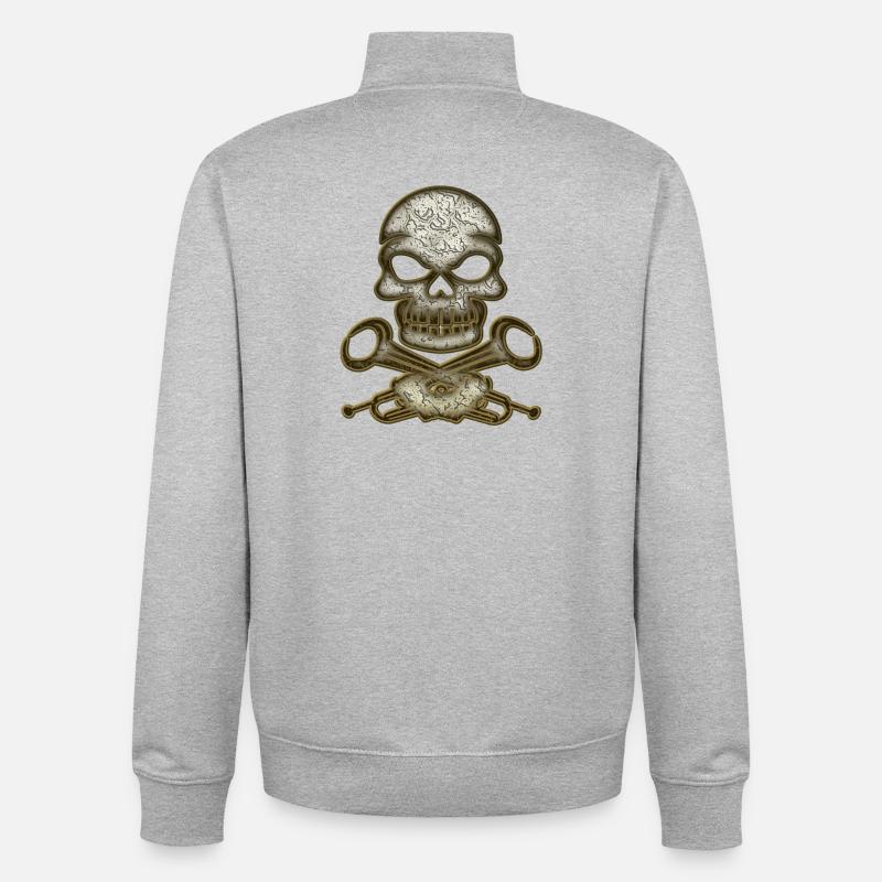 Crâne Crâne - Sweat zippé unisexe en coton bio Stanley/Stella - gris chiné