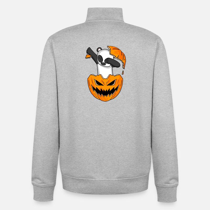 Dabbing Panda Halloween dab gift - Unisex Organic Zip Sweatshirt by Stanley/Stella - heather grey