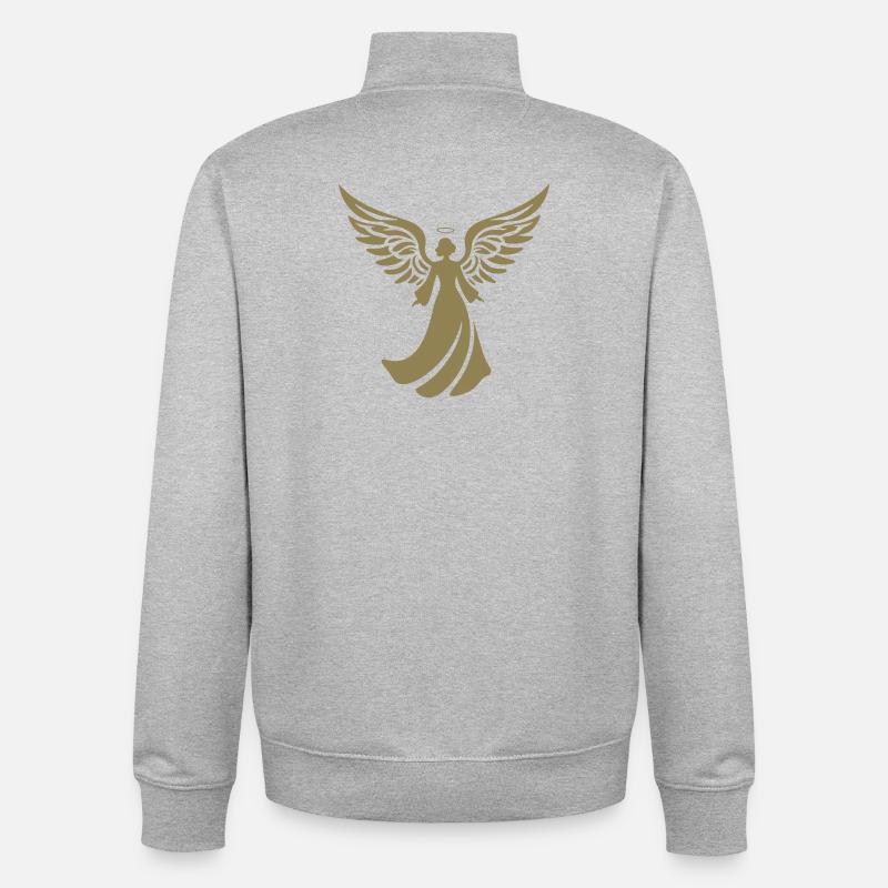 Halo de Noël Angel Silhouette - Sweat zippé unisexe en coton bio Stanley/Stella - gris chiné