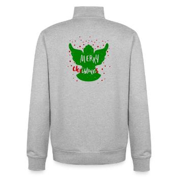 Angel Merry Christmas - Unisex Organic Zip Sweatshirt by Stanley/Stella - heather grey - Back - AI Model Male 185 light (185cm)