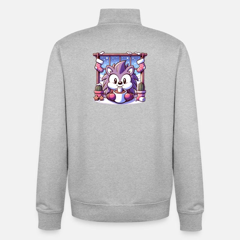 Igel mit Wintermotiv - Unisex Organic Zip Sweatshirt von Stanley/Stella - Grau meliert