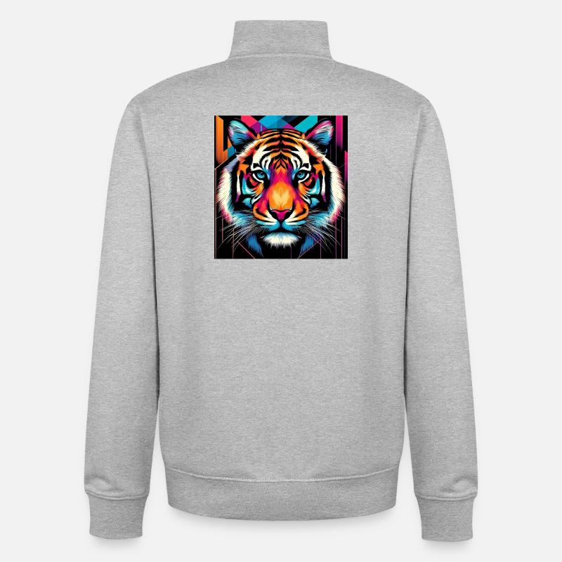 Tiger - Unisex Organic Zip Sweatshirt von Stanley/Stella - Grau meliert