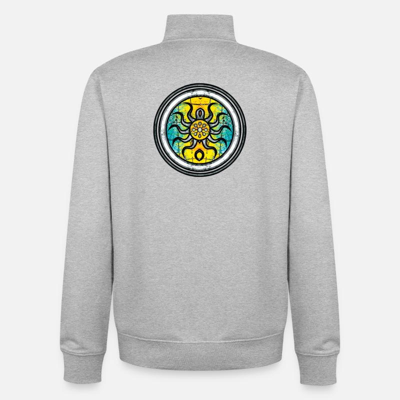 Abstract Octopus with Mandala Pattern - Unisex Organic Zip Sweatshirt by Stanley/Stella - heather grey