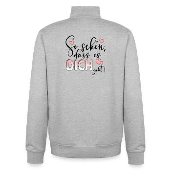 JAHRESTAG SPRÜCHE Beziehung - Unisex Organic Zip Sweatshirt von Stanley/Stella - Grau meliert - Hinten - AI Model Male 185 light (185cm)