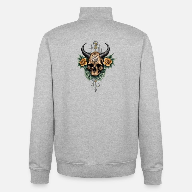 Crâne impressionnant. - Sweat zippé unisexe en coton bio Stanley/Stella - gris chiné