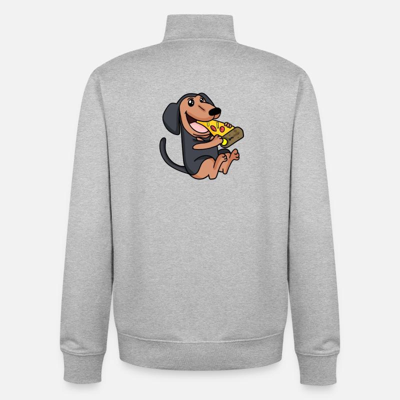 Coonhound Hund Pizza - Unisex Organic Zip Sweatshirt von Stanley/Stella - Grau meliert