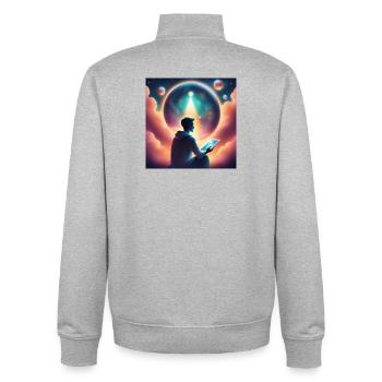 Die zukünftige Meditation vorhersagen - Unisex Organic Zip Sweatshirt von Stanley/Stella - Grau meliert - Hinten - AI Model Male 185 light (185cm)