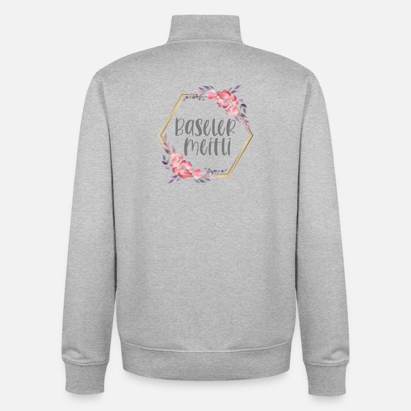 Schweiz Basel Mädchen Heimat Geschenk - Unisex Organic Zip Sweatshirt von Stanley/Stella - Grau meliert