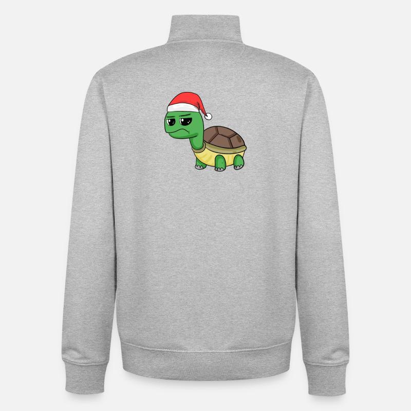 Tortue Noël - Sweat zippé unisexe en coton bio Stanley/Stella - gris chiné