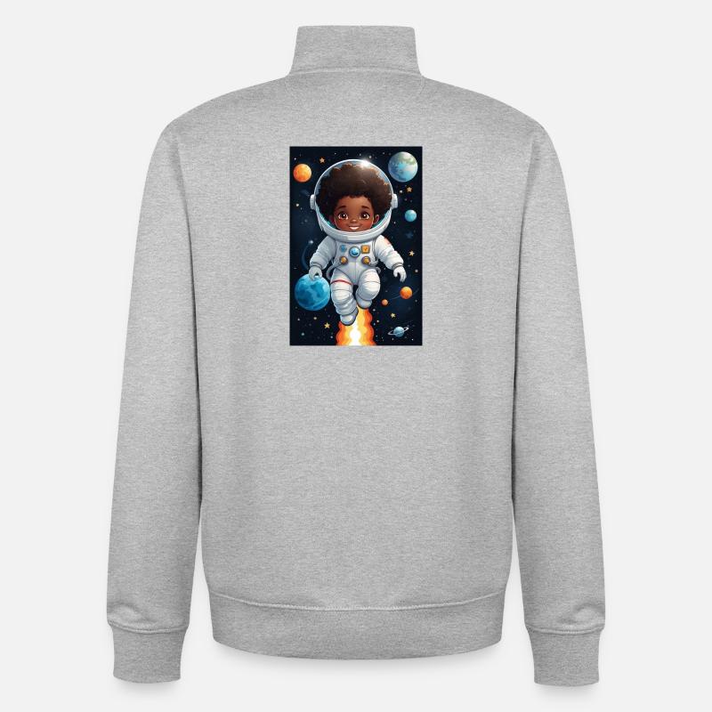 Visage d’enfant aventurier de l’espace - Sweat zippé unisexe en coton bio Stanley/Stella - gris chiné