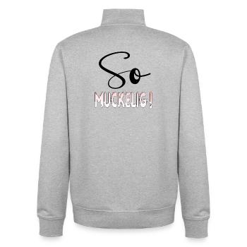 GEMÜTLICHKEIT Atmosphäre - SO MUCKELIG - Unisex Organic Zip Sweatshirt von Stanley/Stella - Grau meliert - Hinten - AI Model Male 185 light (185cm)
