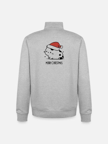 Christmas Cat - Winter Tenderness - Unisex Organic Zip Sweatshirt by Stanley/Stella - heather grey