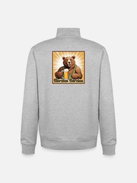 Bierchen Bärchen - Unisex Organic Zip Sweatshirt von Stanley/Stella - Grau meliert