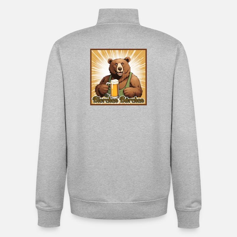 Bierchen Bärchen - Unisex Organic Zip Sweatshirt von Stanley/Stella - Grau meliert