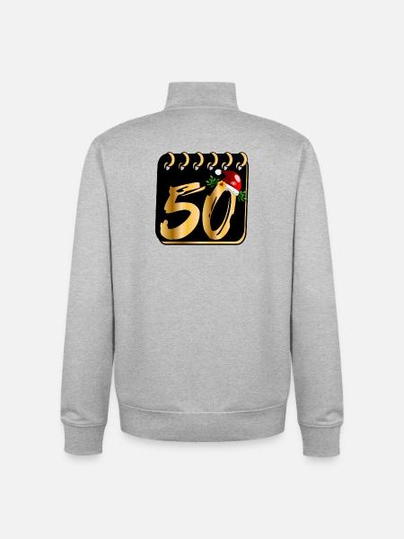 December 50th Birthday Christmas - Unisex Organic Zip Sweatshirt by Stanley/Stella - heather grey