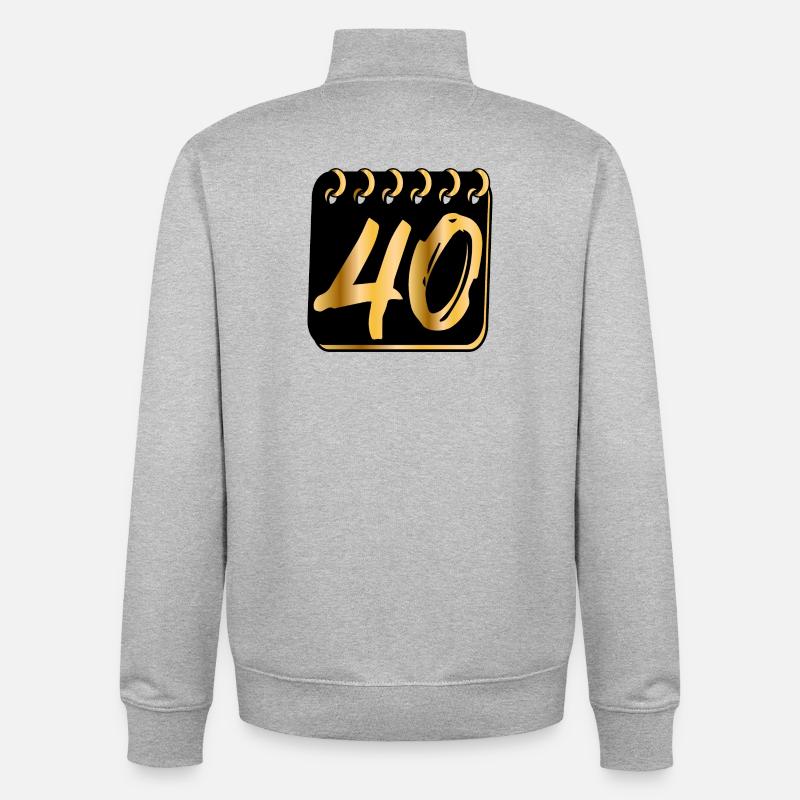 NUMÉRO 40 - Quarante - 40 ans - Sweat zippé unisexe en coton bio Stanley/Stella - gris chiné