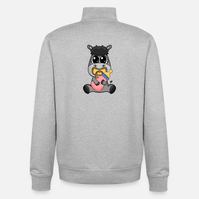 Motif de bébé âne - Sweat zippé unisexe en coton bio Stanley/Stella - gris chiné