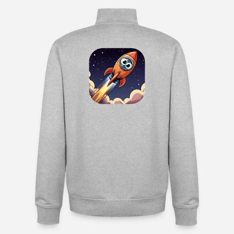 Comic Rocket with Eyes - Unisex Organic Zip Sweatshirt by Stanley/Stella - heather grey