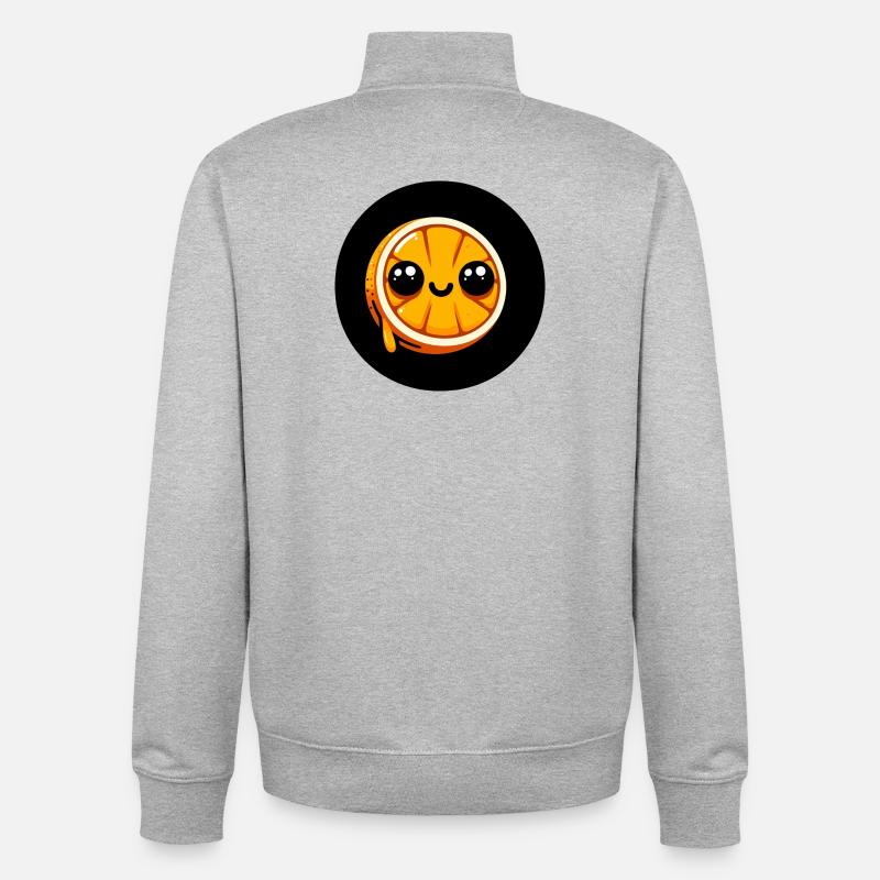 Comic Orange mit Augen - Unisex Organic Zip Sweatshirt von Stanley/Stella - Grau meliert