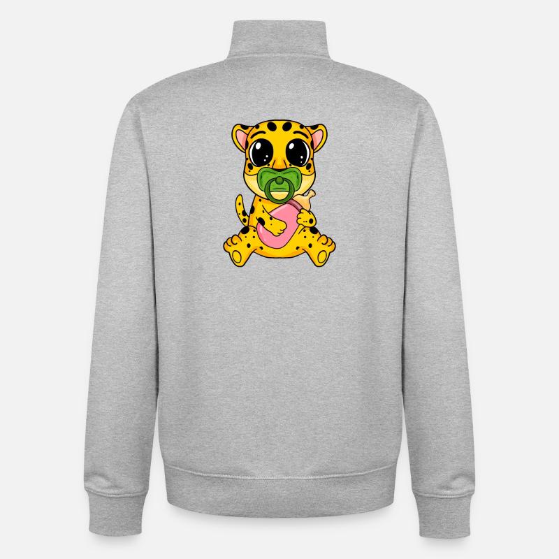 Motif de bébé guépard - Sweat zippé unisexe en coton bio Stanley/Stella - gris chiné