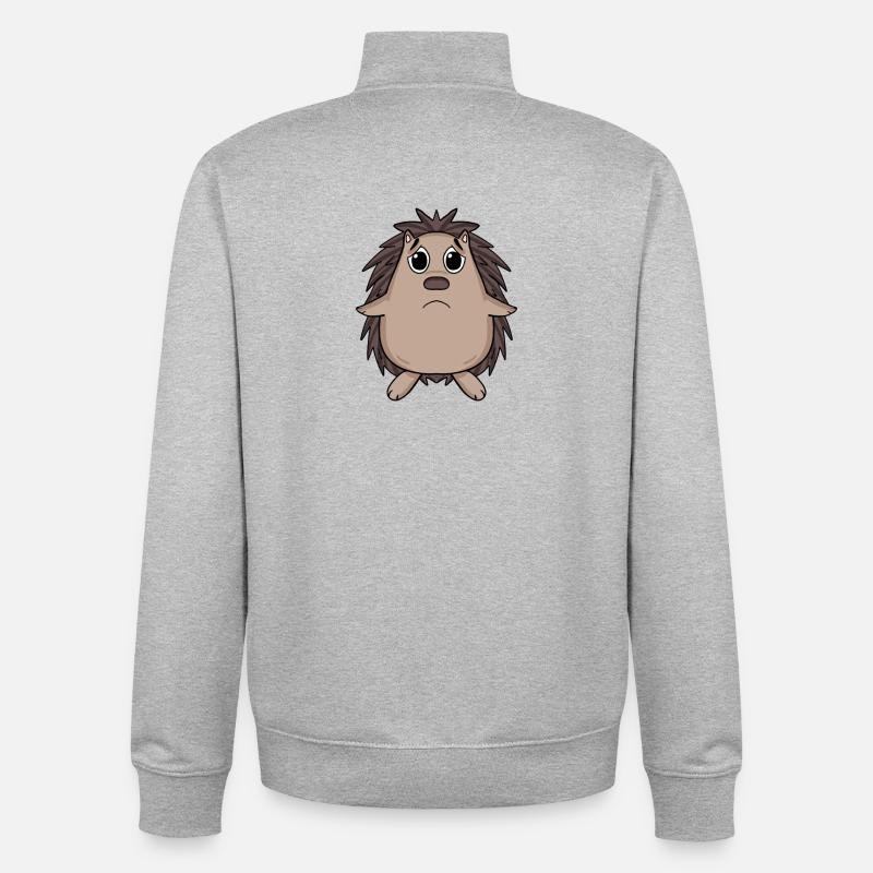 Hedgehog Sad - Sad Hedgehog - Unisex Organic Zip Sweatshirt by Stanley/Stella - heather grey