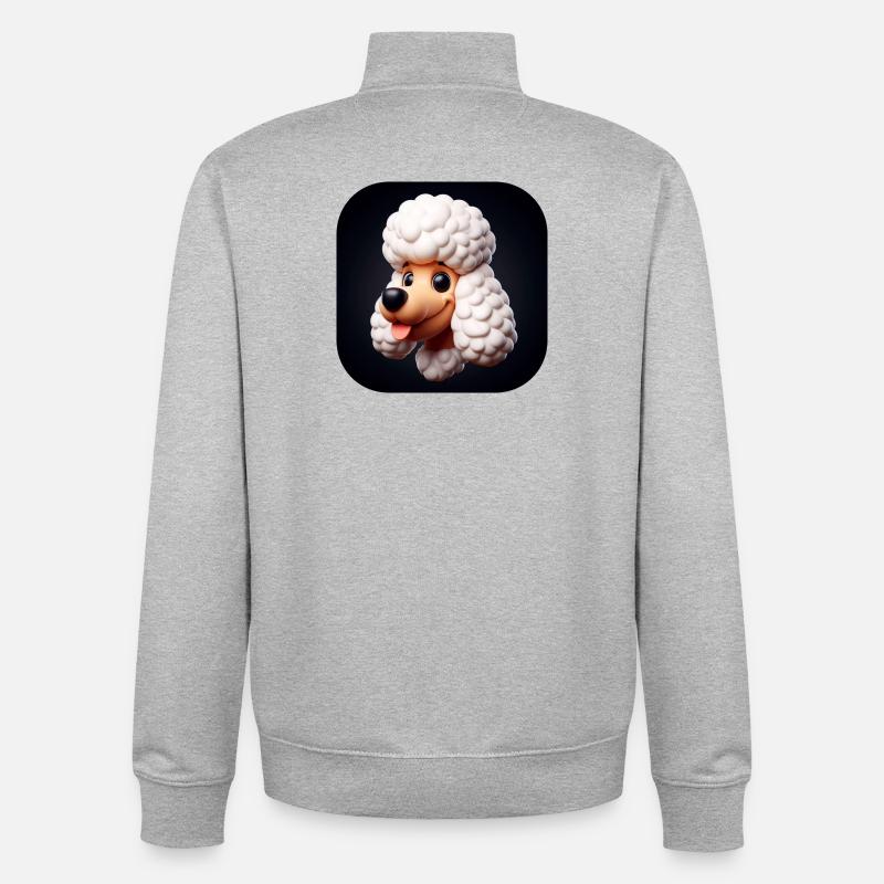 Comic Pudel Hund - Unisex Organic Zip Sweatshirt von Stanley/Stella - Grau meliert