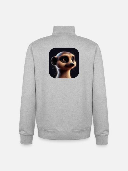 Meerkat in animation style - Unisex Organic Zip Sweatshirt by Stanley/Stella - heather grey