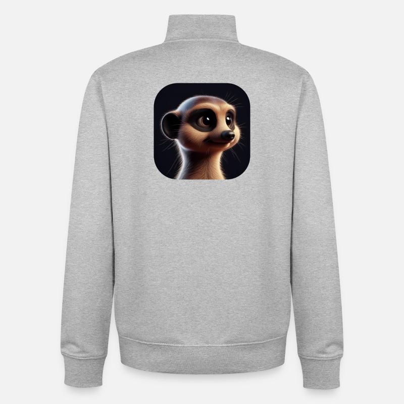 Erdmännchen im Animationsstil - Unisex Organic Zip Sweatshirt von Stanley/Stella - Grau meliert
