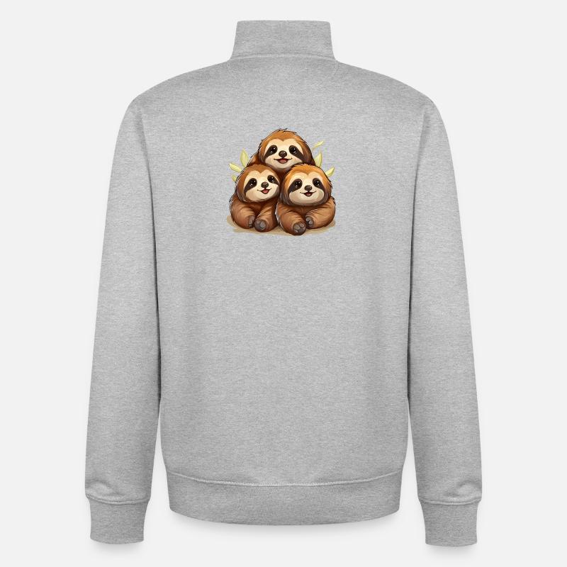 sloth squad - Unisex Organic Zip Sweatshirt von Stanley/Stella - Grau meliert