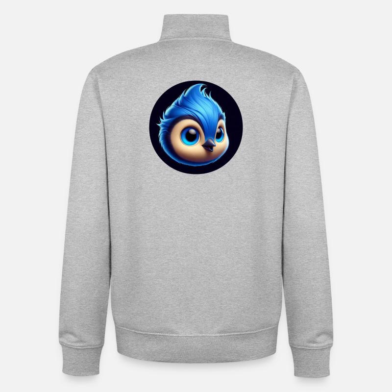 Comic Bird Blue Blue - Unisex Organic Zip Sweatshirt by Stanley/Stella - heather grey