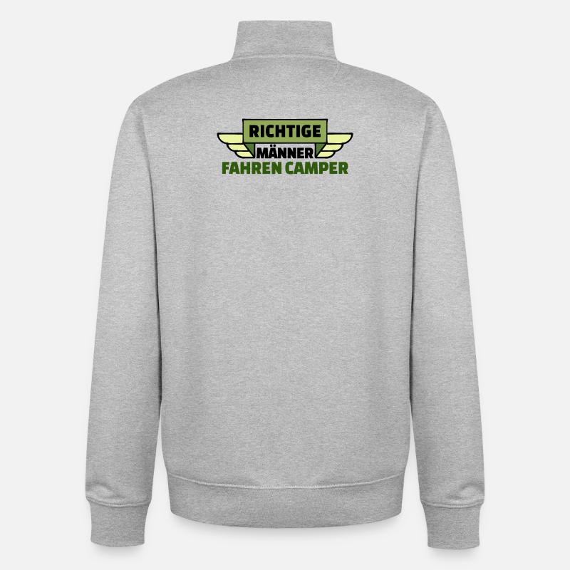 Wanderer Camping Camper Wohnwagen Statement - Unisex Organic Zip Sweatshirt von Stanley/Stella - Grau meliert