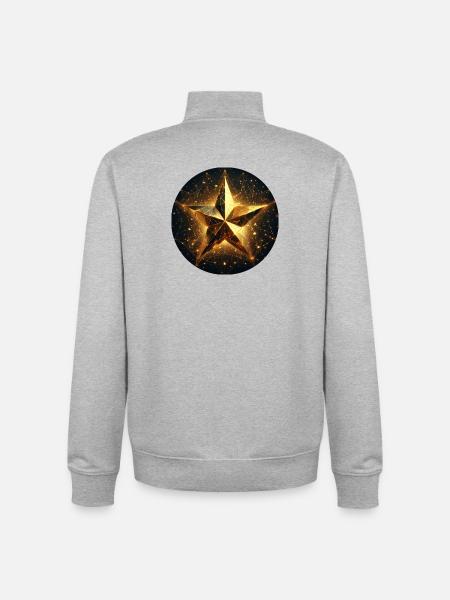 Star, twinkle, gold, galaxy - Unisex Organic Zip Sweatshirt by Stanley/Stella - heather grey