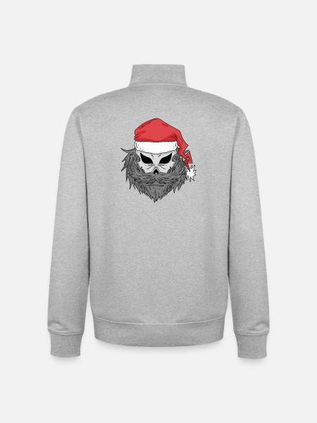 Santa Claus Skull - Unisex Organic Zip Sweatshirt by Stanley/Stella - heather grey