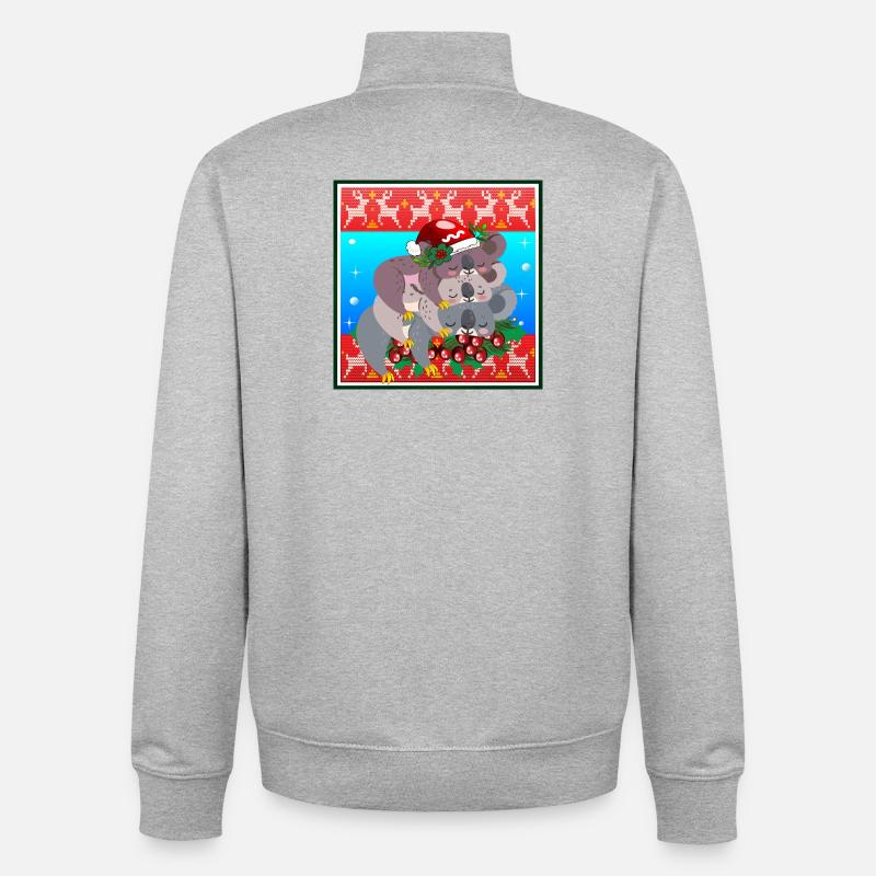 HÄSSLICHER WEIHNACHTSPULLOVER - KOALA BEAR FAMILY - Unisex Organic Zip Sweatshirt von Stanley/Stella - Grau meliert