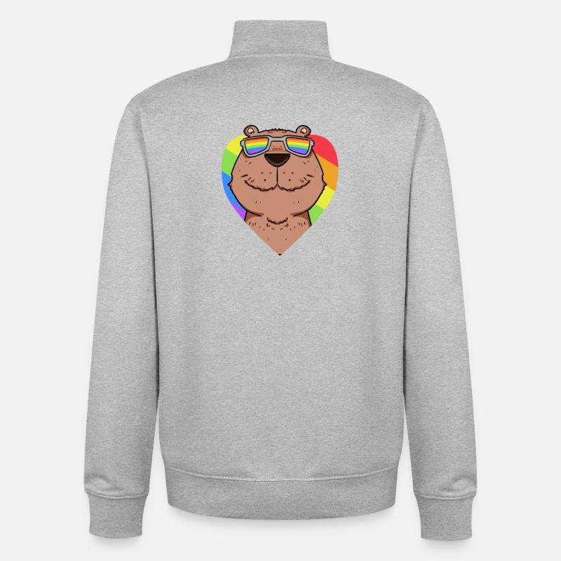 Capybara Capybara Rainbow - Unisex Organic Zip Sweatshirt by Stanley/Stella - heather grey