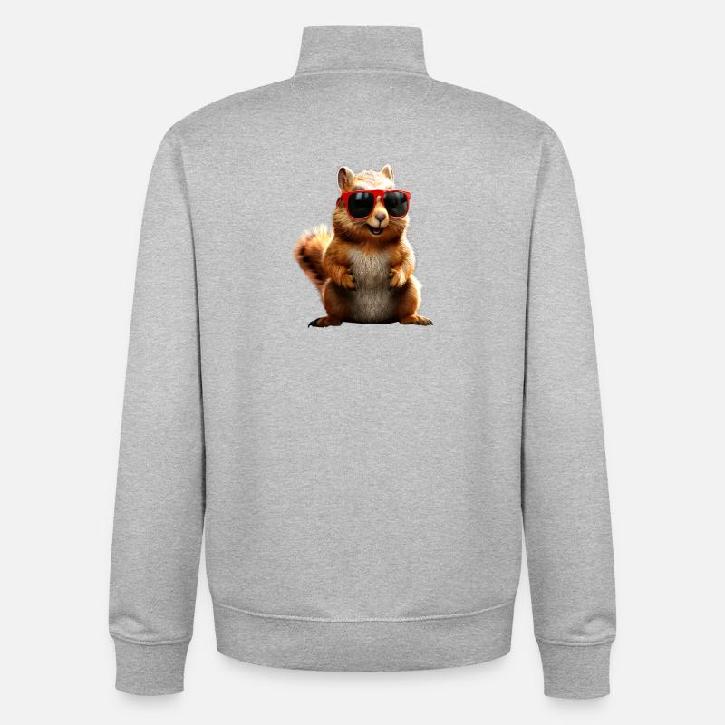 Squirrel Sunglasses I Love Squirrel - Unisex Organic Zip Sweatshirt by Stanley/Stella - heather grey