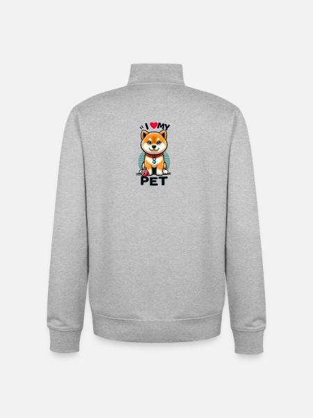I love my pet - Unisex Organic Zip Sweatshirt by Stanley/Stella - heather grey
