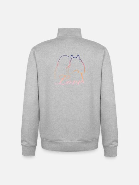 Love Mädchen Pferdekopf - Unisex Organic Zip Sweatshirt von Stanley/Stella - Grau meliert
