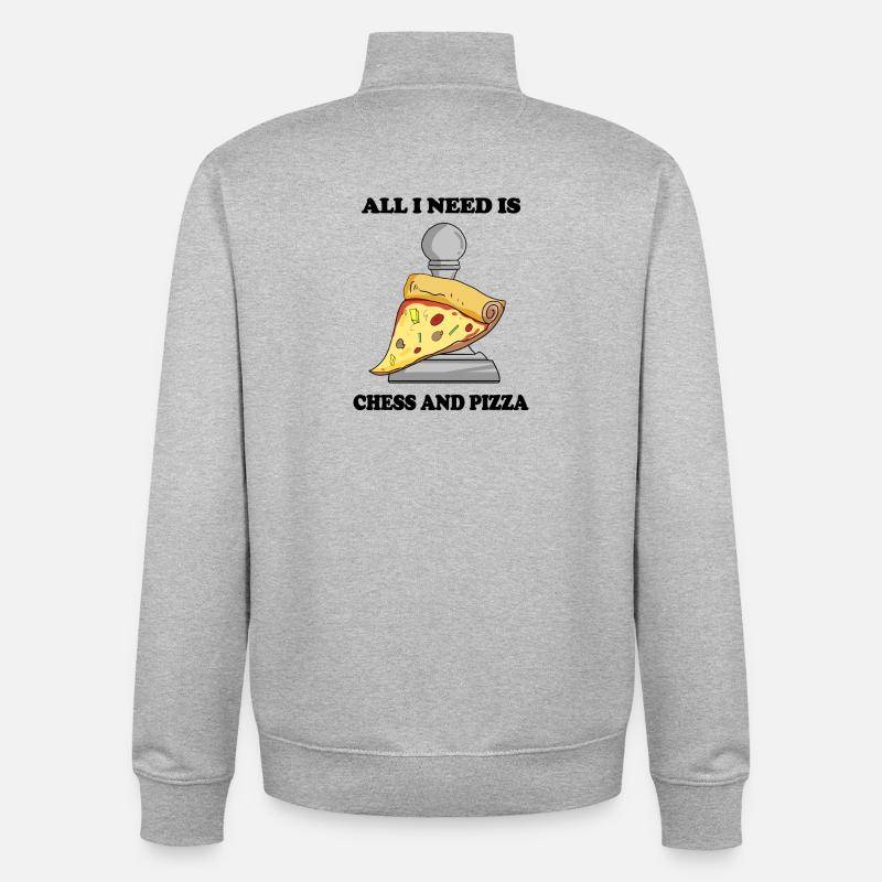 Chess and Pizza - Unisex Organic Zip Sweatshirt by Stanley/Stella - heather grey