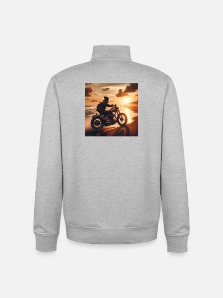 Motorcycle Old Sunset 2 - Unisex Organic Zip Sweatshirt by Stanley/Stella - heather grey