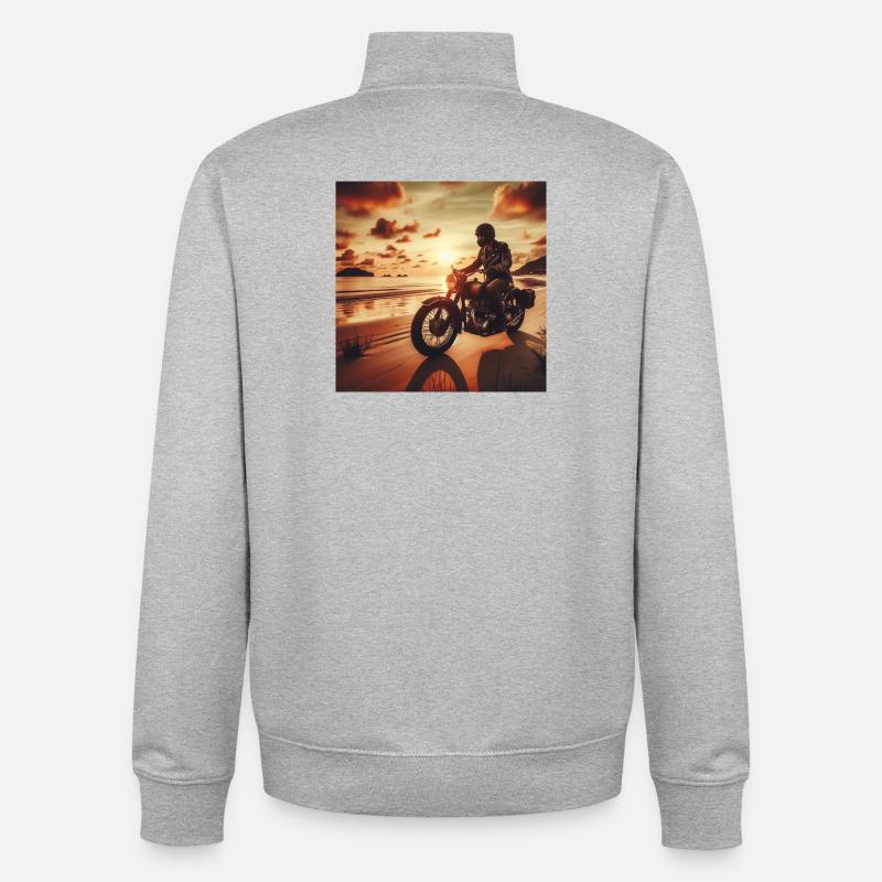 Motorcycle Old Sunset 3 - Unisex Organic Zip Sweatshirt von Stanley/Stella - Grau meliert