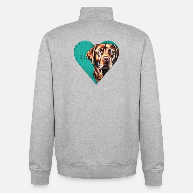 Labrador Retriever Portrait - Sweat zippé unisexe en coton bio Stanley/Stella - gris chiné